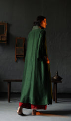 Ooch Neech in Emerald Green Raw Silk with Farshi