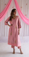 Tannu Kurta in Gulab Pink Chanderi with Pants.