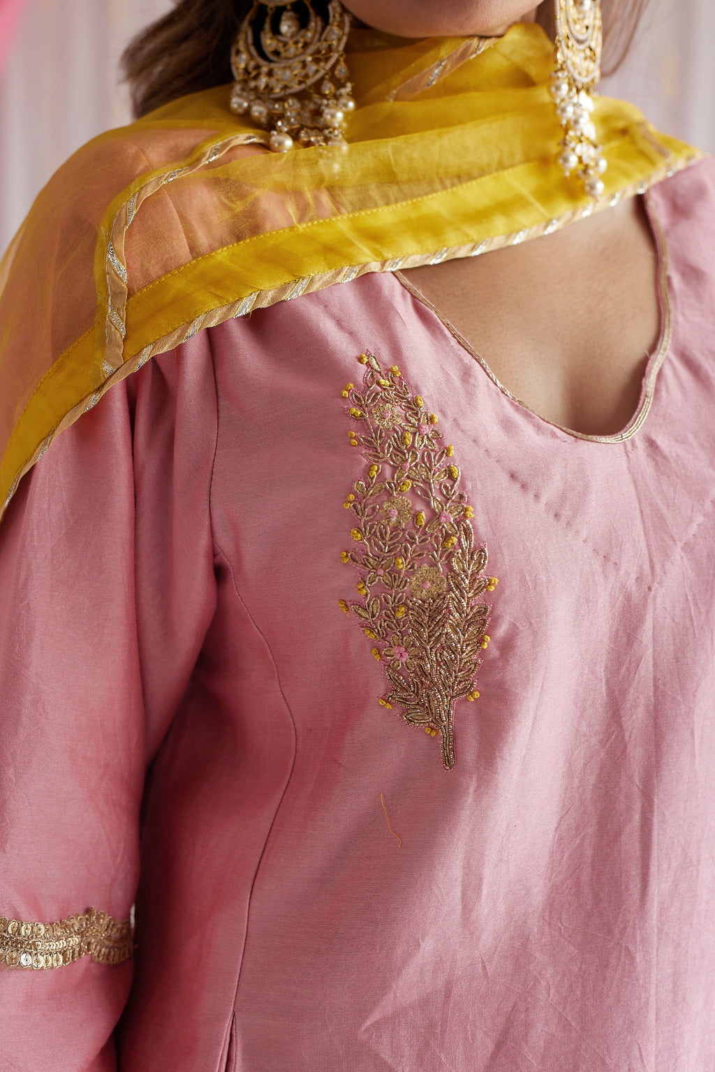 Tannu Kurta in Gulab Pink Chanderi with Pants.