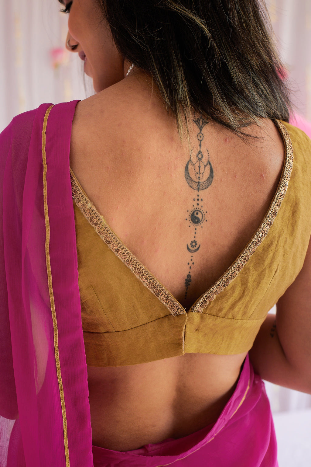 Sari in Jaipur Fuchsia Pink Chiffon