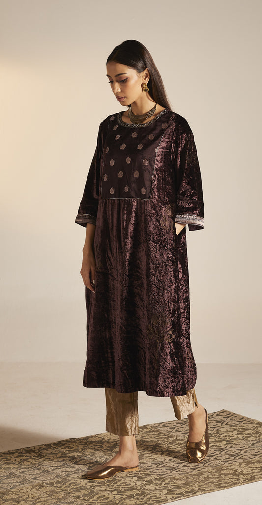 MD Kurta in Wine Velvet with Pants