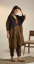 Kimono Kurta in Wine Handwoven Pure Matka Silk with Pants