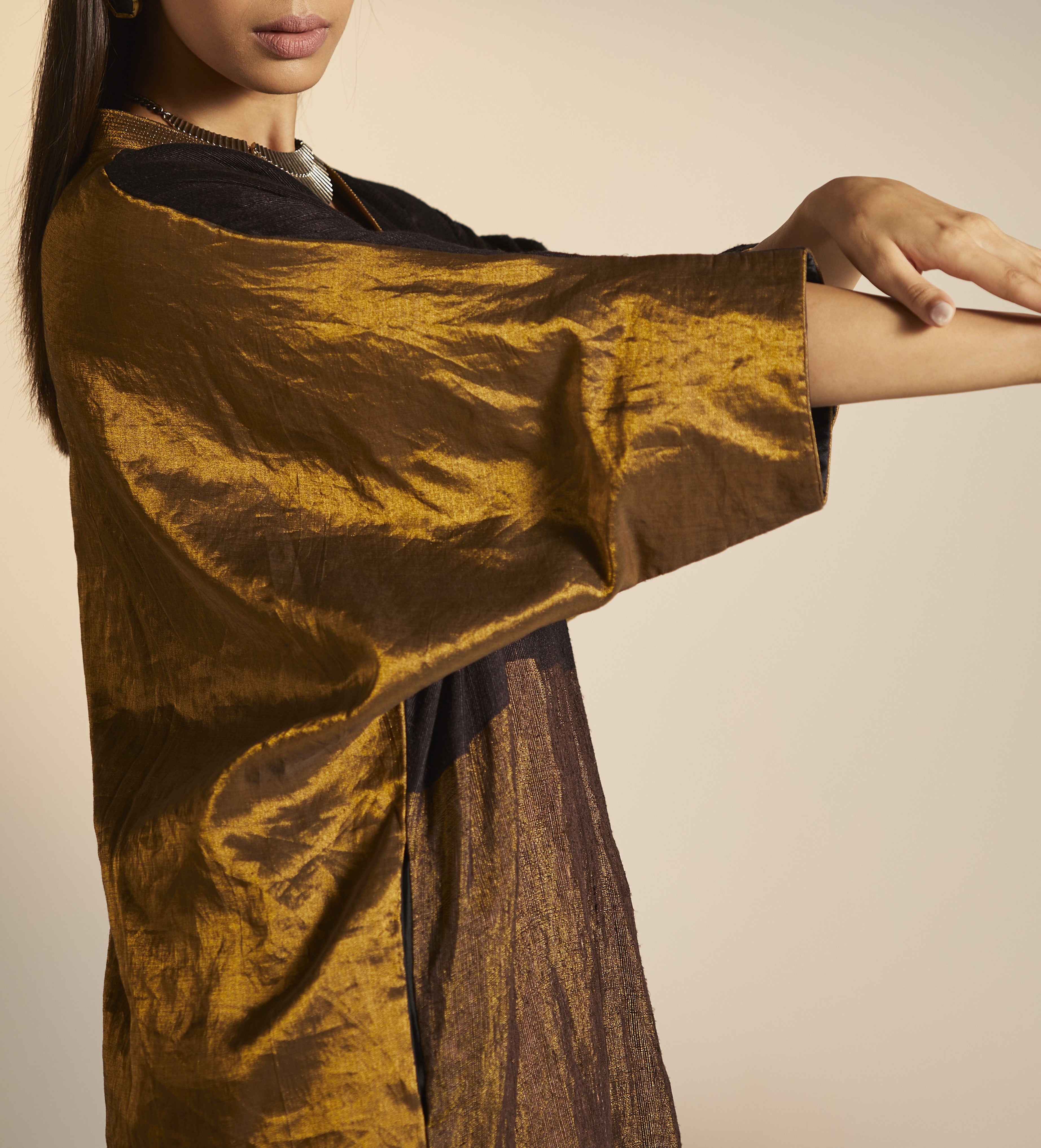 Kimono Kurta in Wine Handwoven Pure Matka Silk with Pants