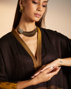 Kimono Kurta in Wine Handwoven Pure Matka Silk with Pants