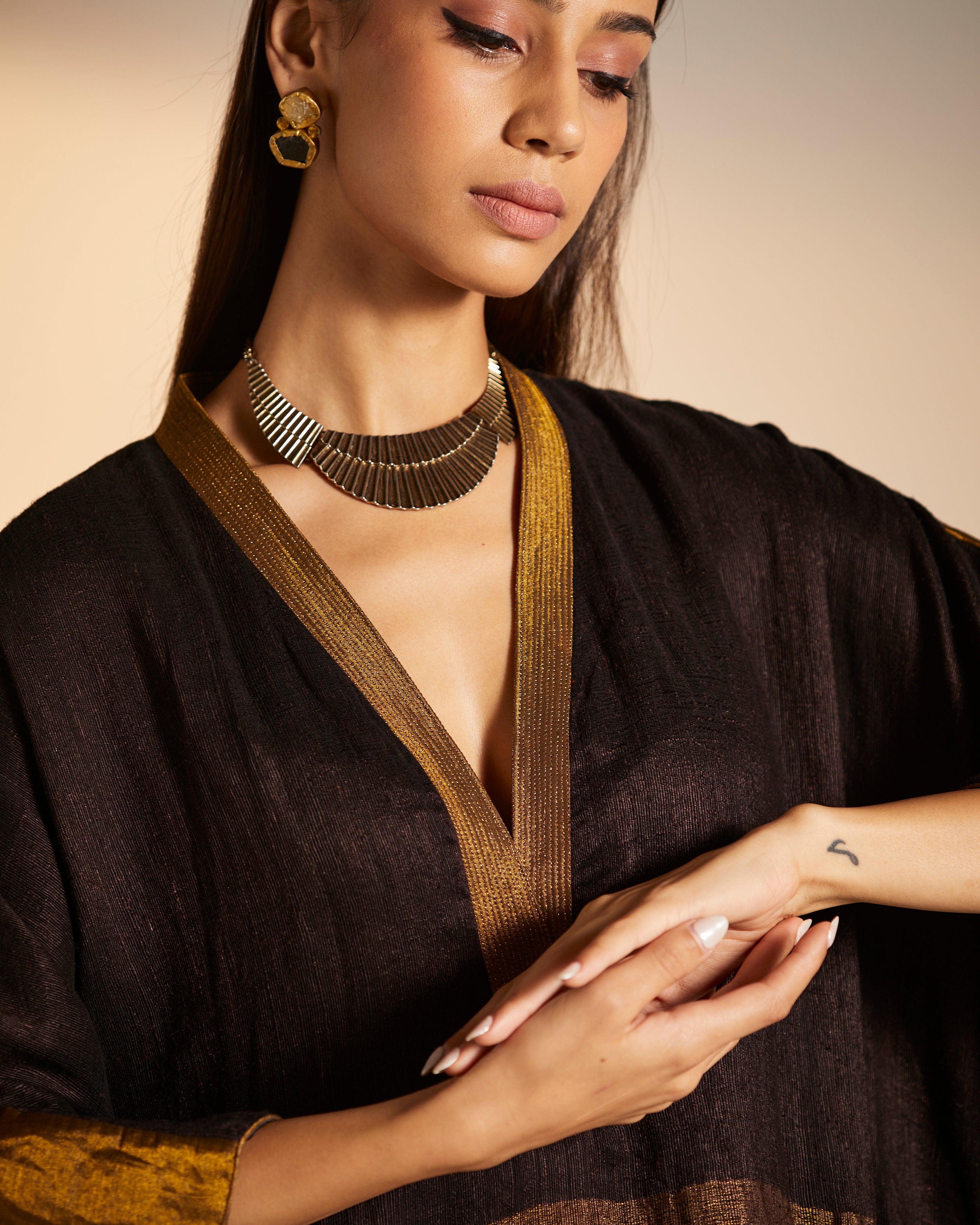 Kimono Kurta in Wine Handwoven Pure Matka Silk with Pants