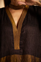 Kimono Kurta in Wine Handwoven Pure Matka Silk with Pants