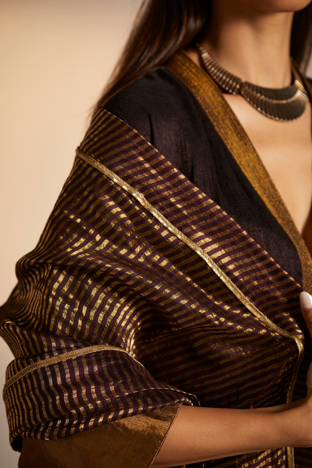 Dupatta in Wine Tissue stripes