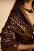 Dupatta in Wine Tissue stripes