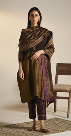Dupatta in Wine Tissue stripes