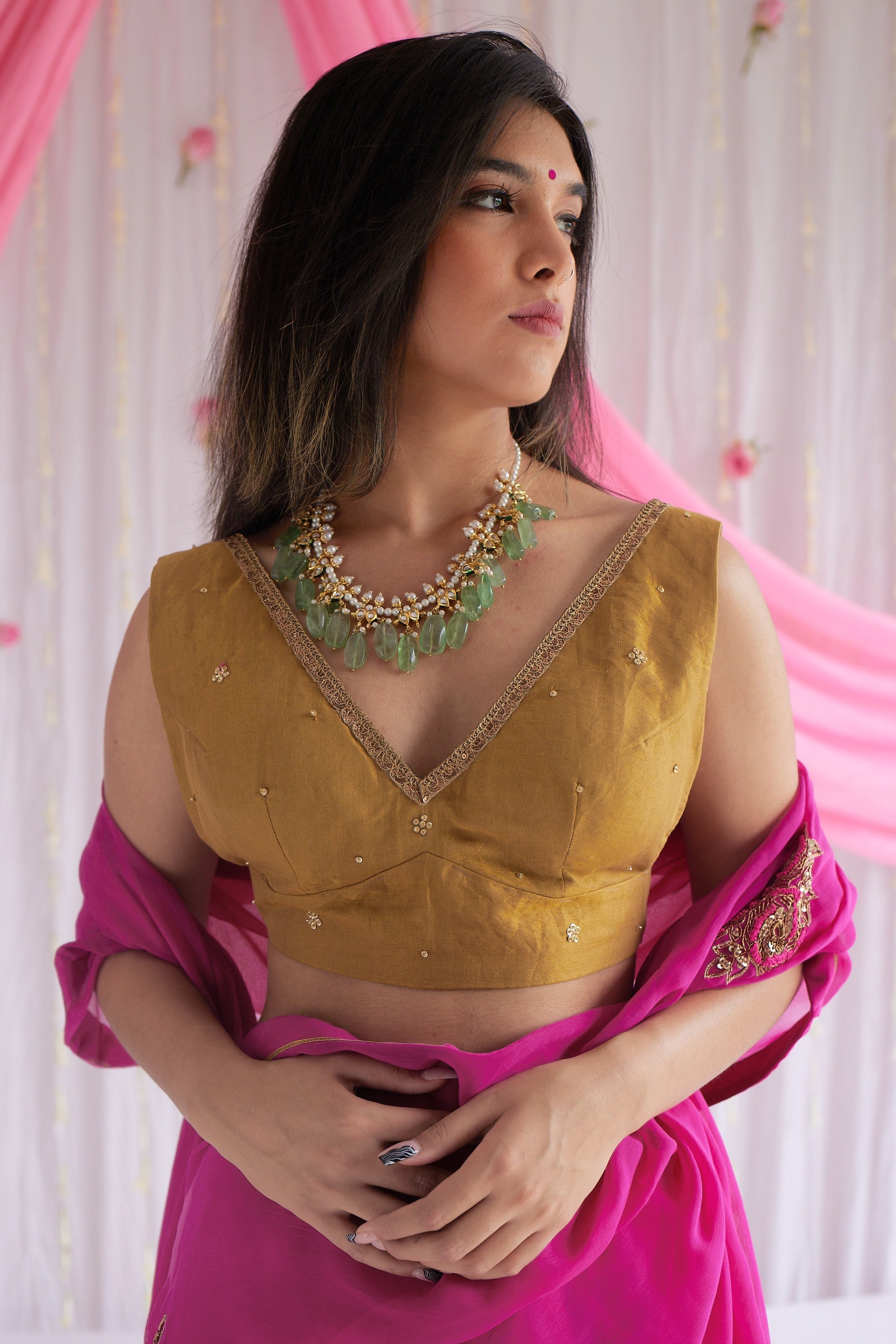 Sari in Jaipur Fuchsia Pink Chiffon
