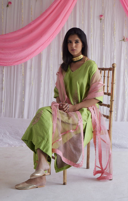 Lehria Dupatta in Gulab Pink Organza