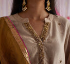 Chitkan Kurta in Pearl Beige Chanderi with Shalwar.