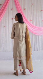 Chitkan Kurta in Pearl Beige Chanderi with Shalwar.