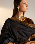 Dupatta in embroidered Black Mulberry Silk