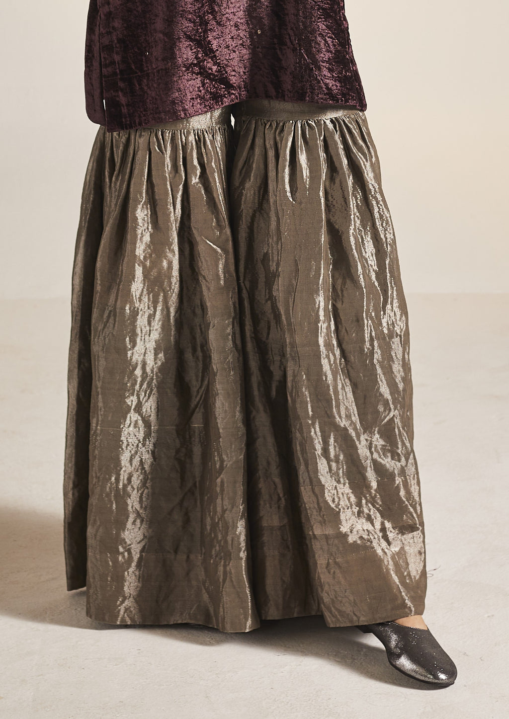 Mini Saifi in Wine Velvet with Sharara