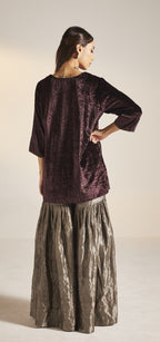 Mini Saifi in Wine Velvet with Sharara