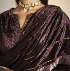 Dupatta in embroidered Wine Velvet