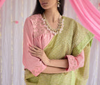 Empireline Blouse in Gulab Pink Raw Silk