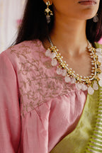 Empireline Blouse in Gulab Pink Raw Silk