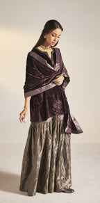 Mini Saifi in Wine Velvet with Sharara