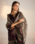 Mini Saifi in Wine Velvet with Sharara