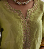 Mini Saifi in Citrus Green Tissue with Garara.