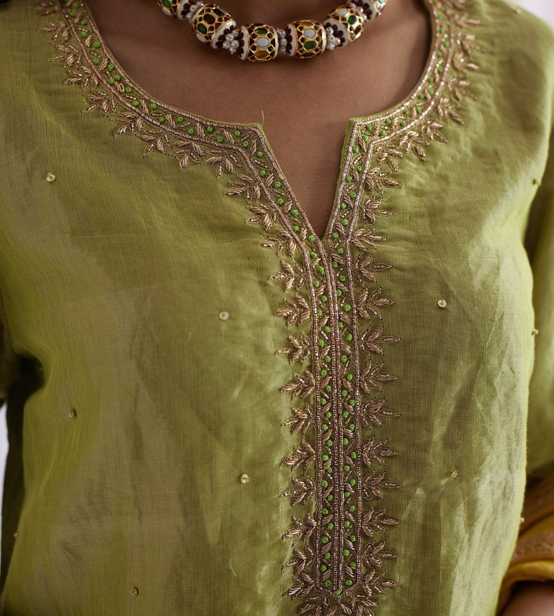 Mini Saifi in Citrus Green Tissue with Garara.