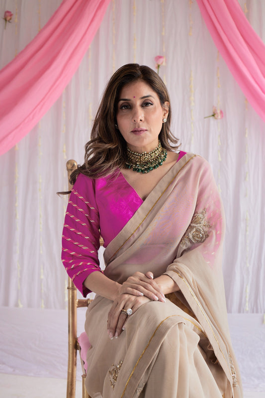 Lehria Blouse in Jaipur Fuchsia Pink Silk