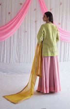 Mini Saifi in Citrus Green Tissue with Garara.