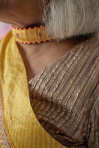 Sari in Marigold Yellow Tissue