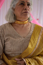 Sari in Marigold Yellow Tissue