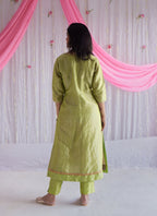 Anu Kurta in Citrus Green Tissue with Pants.