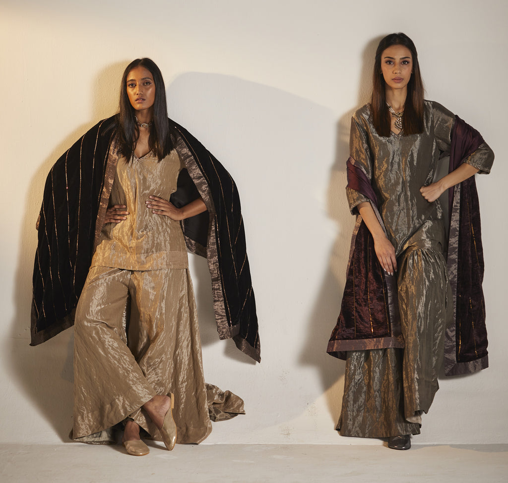 Mini Anu in Champagne Grey Tissue with Garara