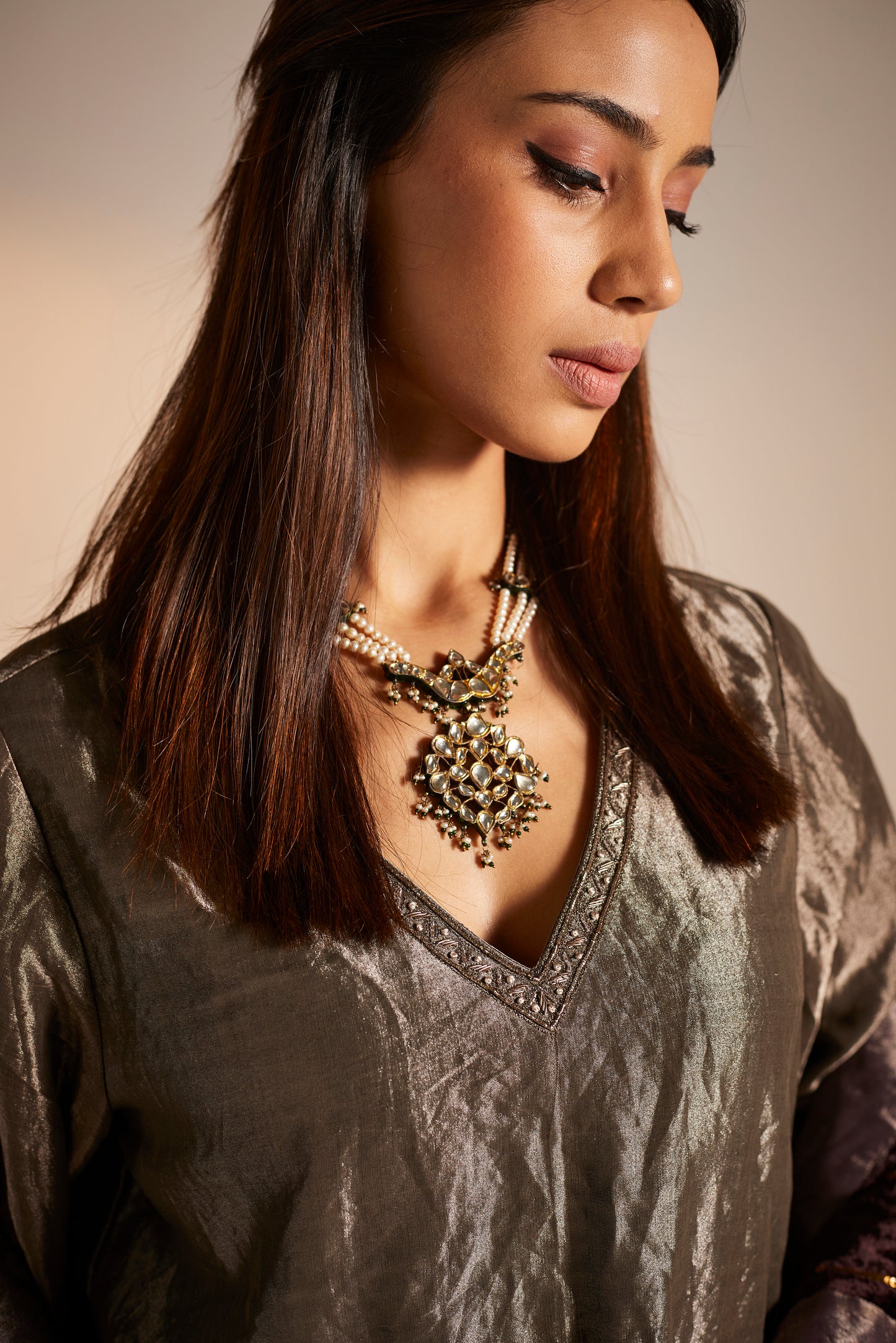 Mini Anisa in Slate Silver Tissue with Sharara
