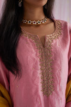 Mini Saifi Kurta in Gulab Pink Tissue with Sharara.