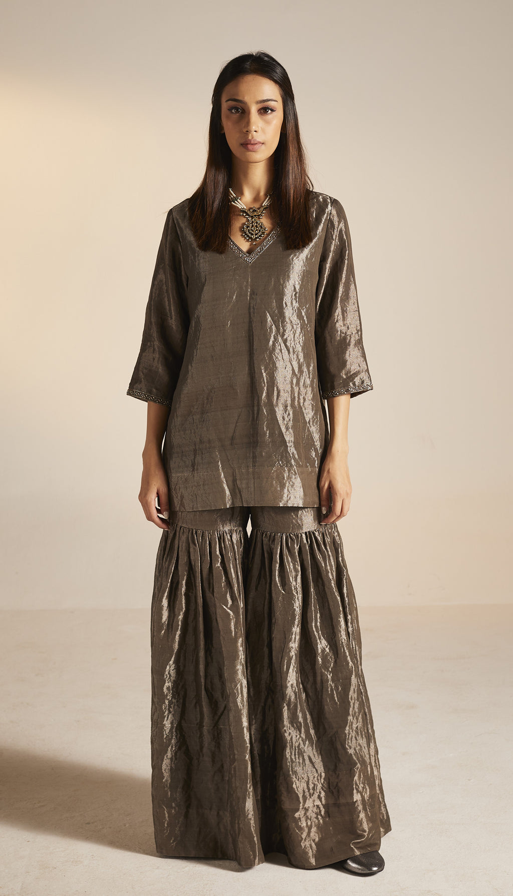 Mini Anisa in Slate Silver Tissue with Sharara