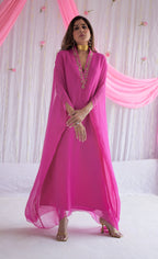 Kaftan in Jaipur Fuchsia Pink Chiffon