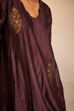 Tannu Kurta in Wine Chanderi with Pants