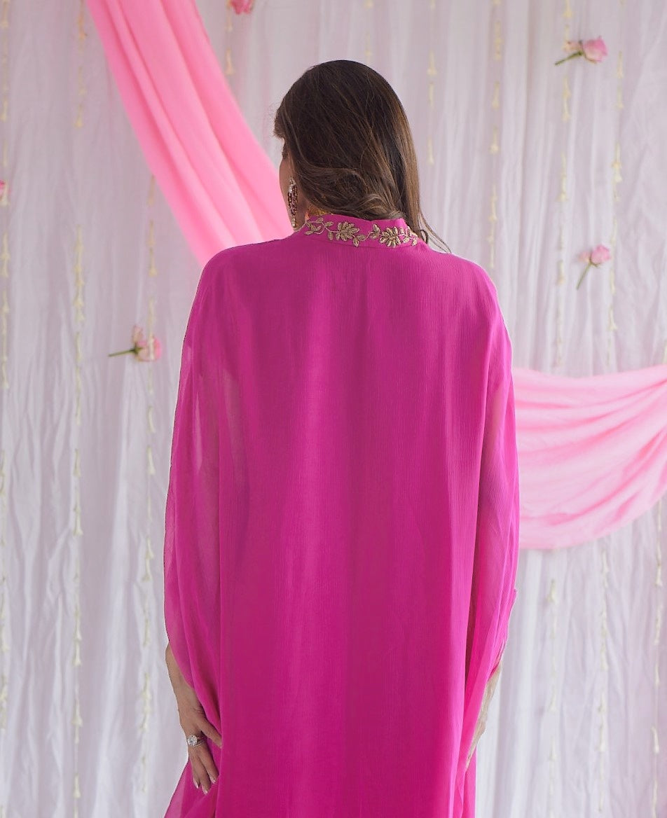 Kaftan in Jaipur Fuchsia Pink Chiffon