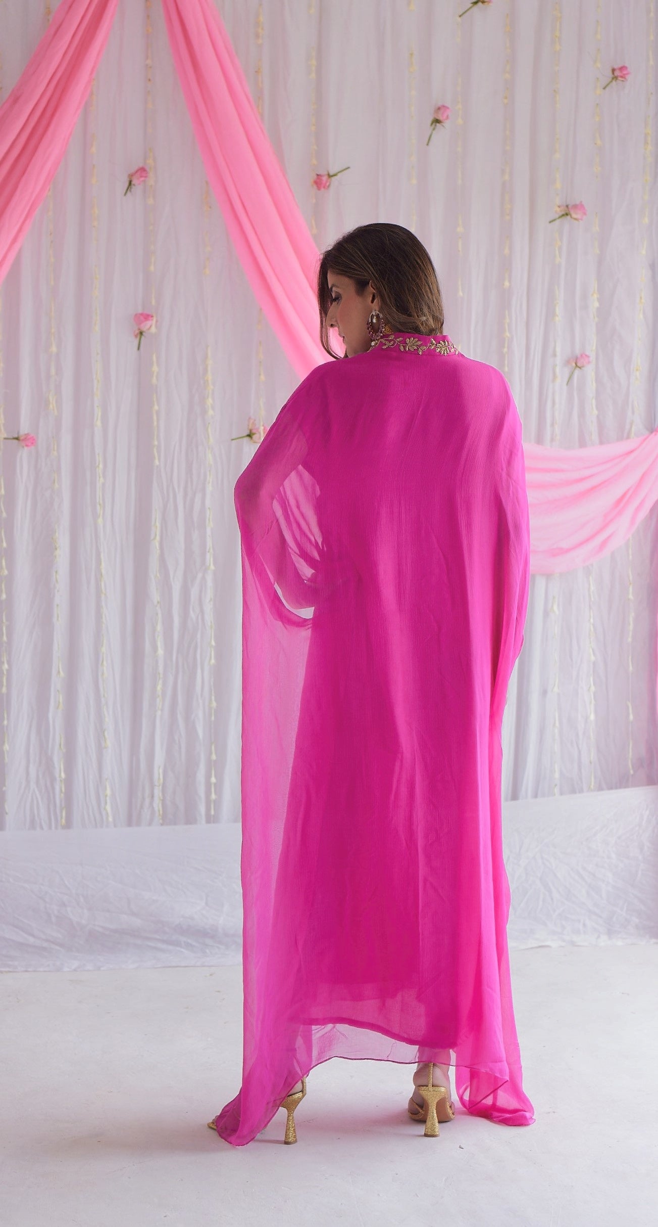 Kaftan in Jaipur Fuchsia Pink Chiffon