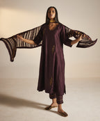 Dupatta in Wine pure Silk and Zari stripes