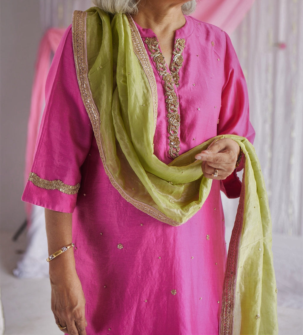 Dupatta in Citrus Green Tissue