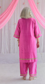 Chitkan Kurta in Jaipur Fuchsia Pink Chanderi with Shalwar.