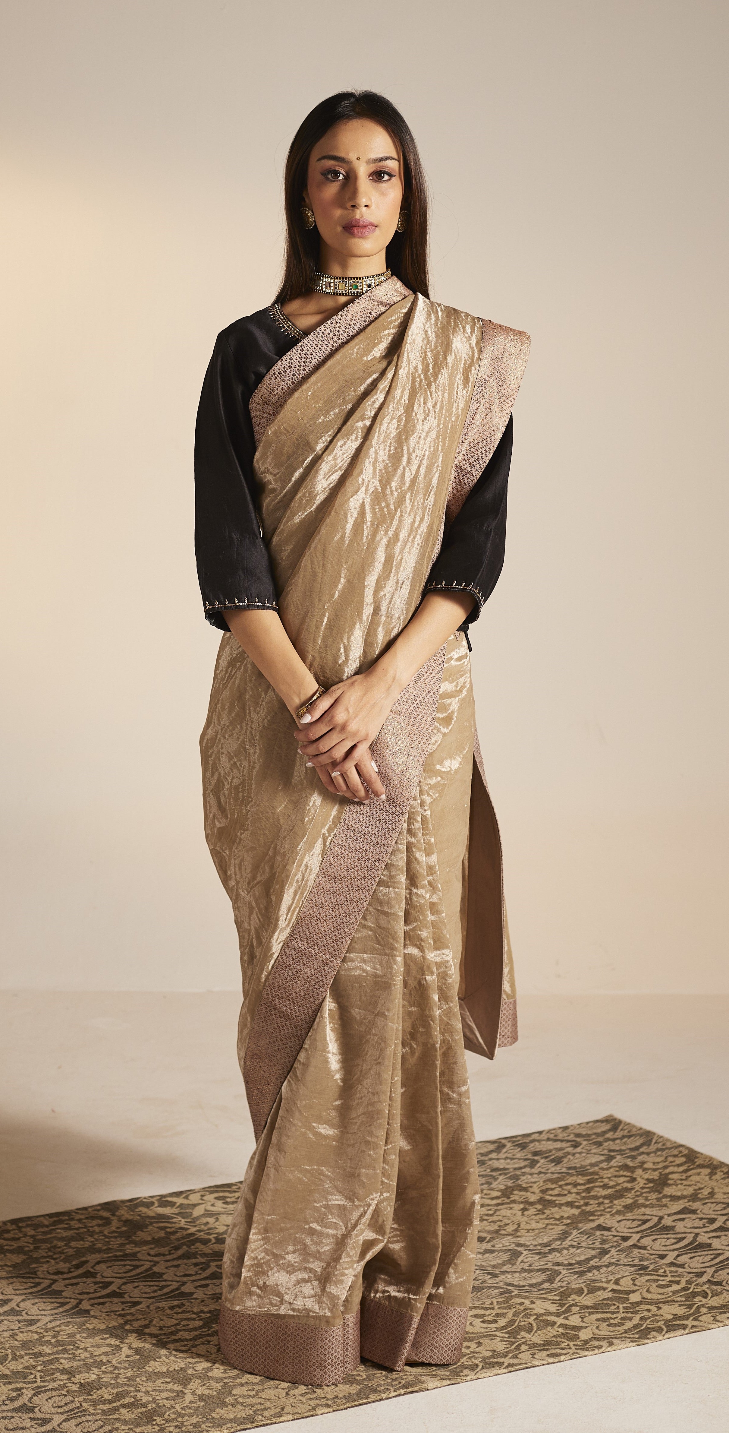 Saifi Blouse in Black Chanderi