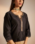 Saifi Blouse in Black Chanderi