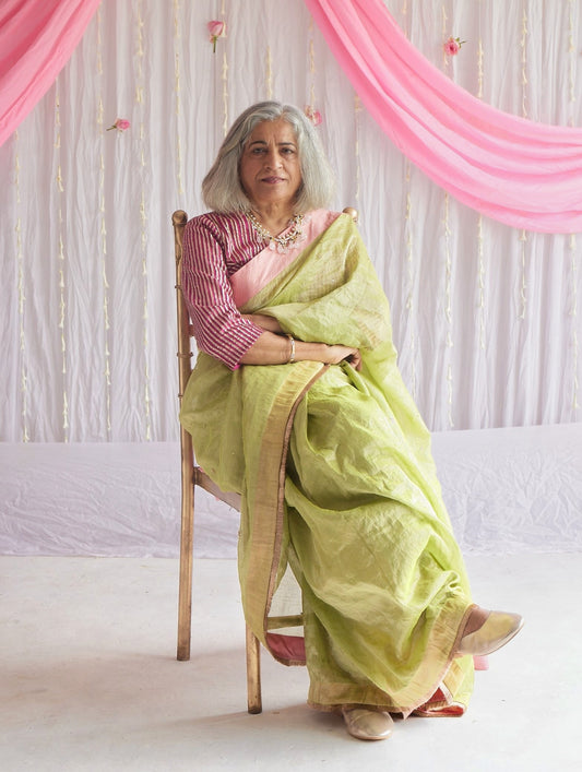 Sari in Citrus Green Tissue