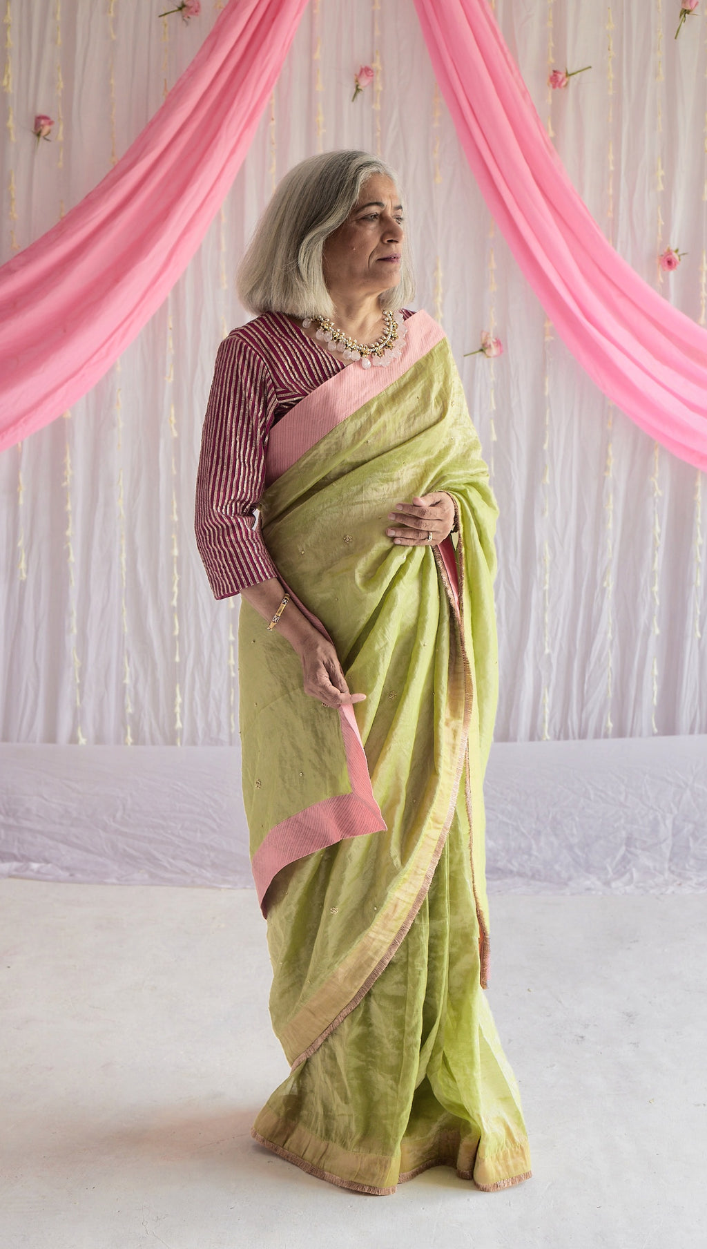Sari in Citrus Green Tissue