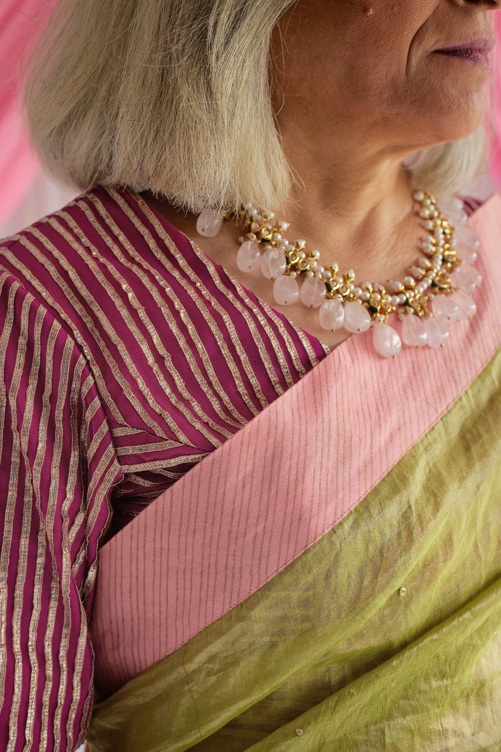 Nina Blouse in Jaipur Fuchsia Pink Gota Net