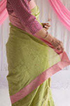 Sari in Citrus Green Tissue