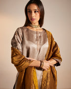 Dupatta in printed Antique Gold Tissue